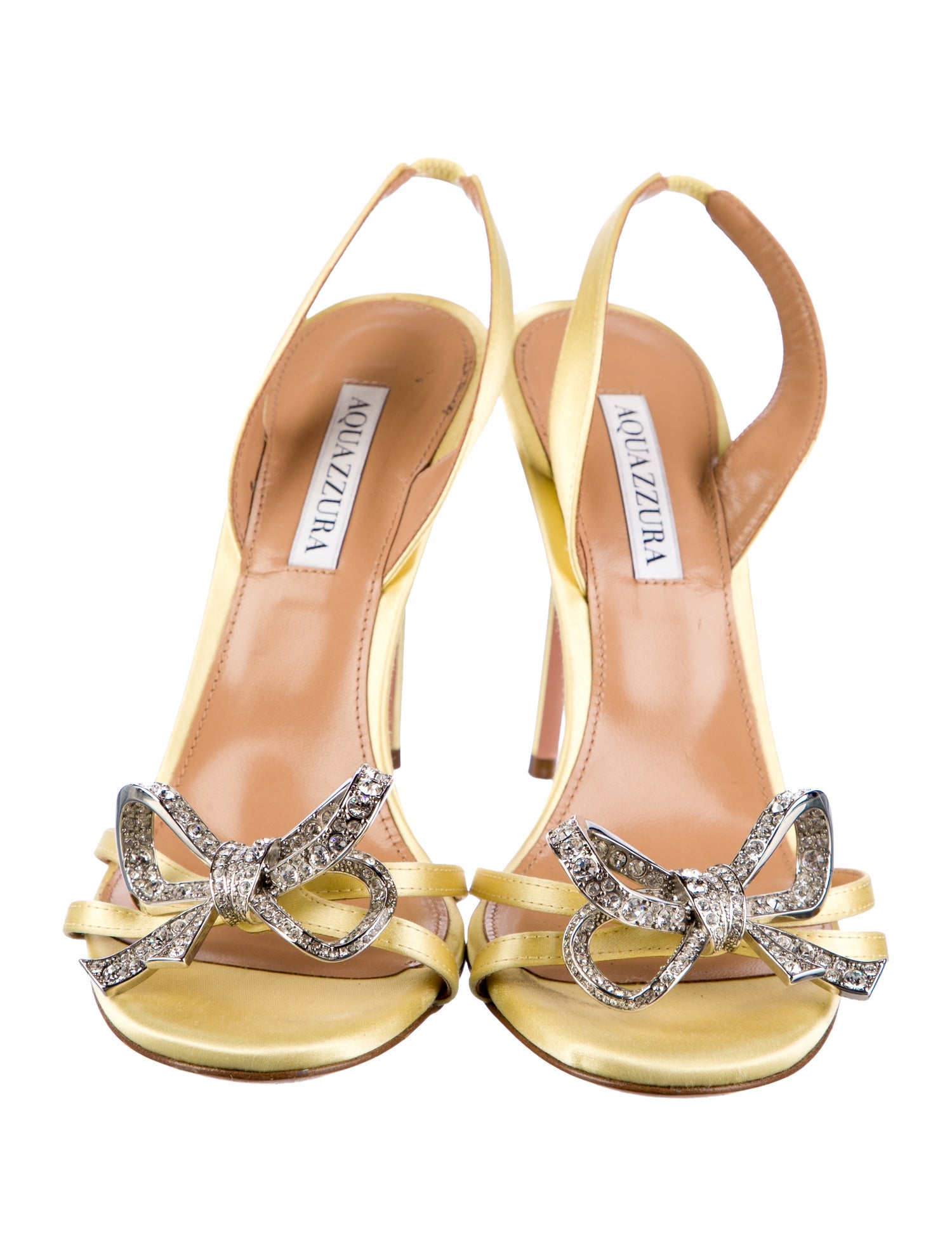 Aquazzura Satin Bow Accents Slingback Sandals