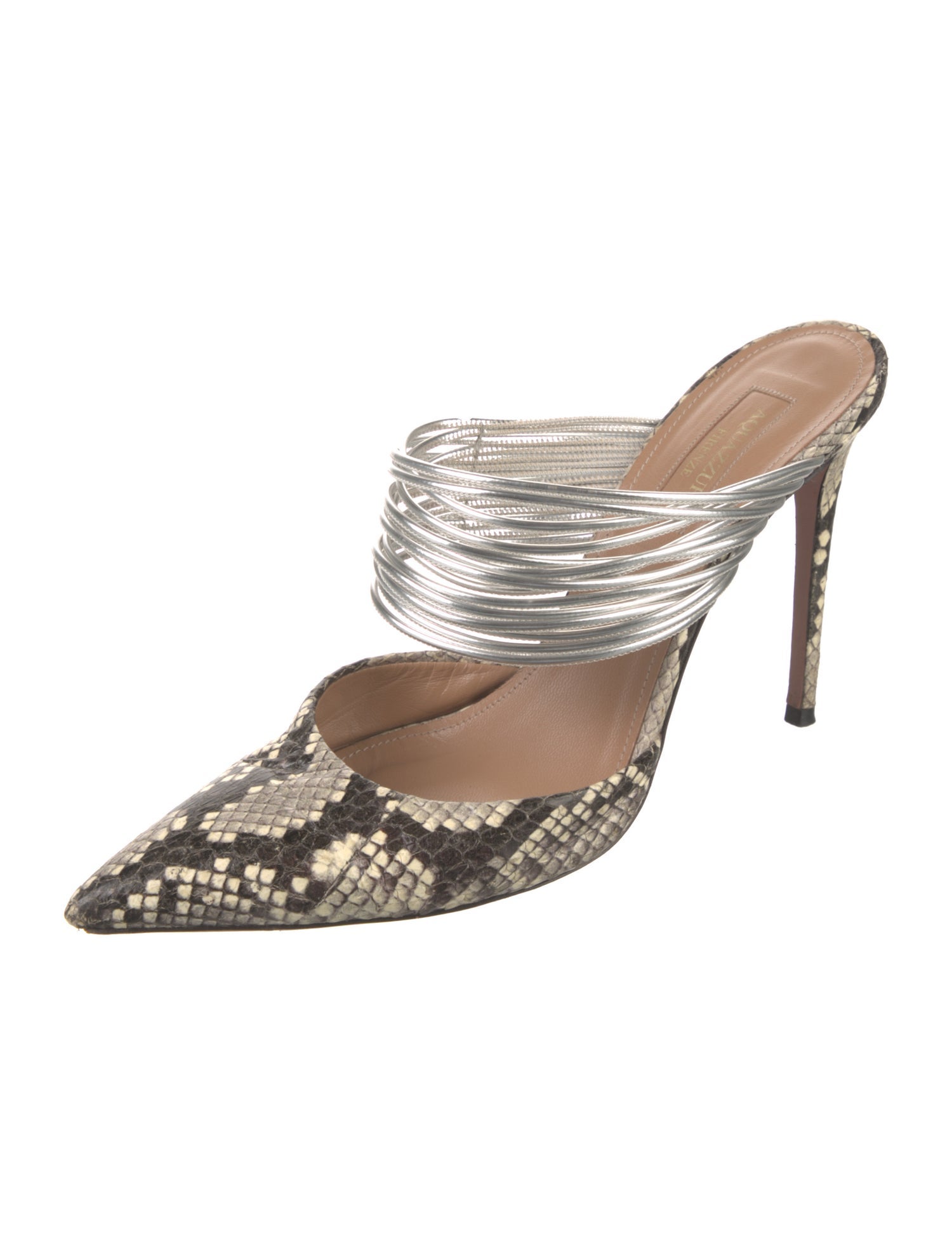 Aquazzura Snakeskin Animal Print Mules