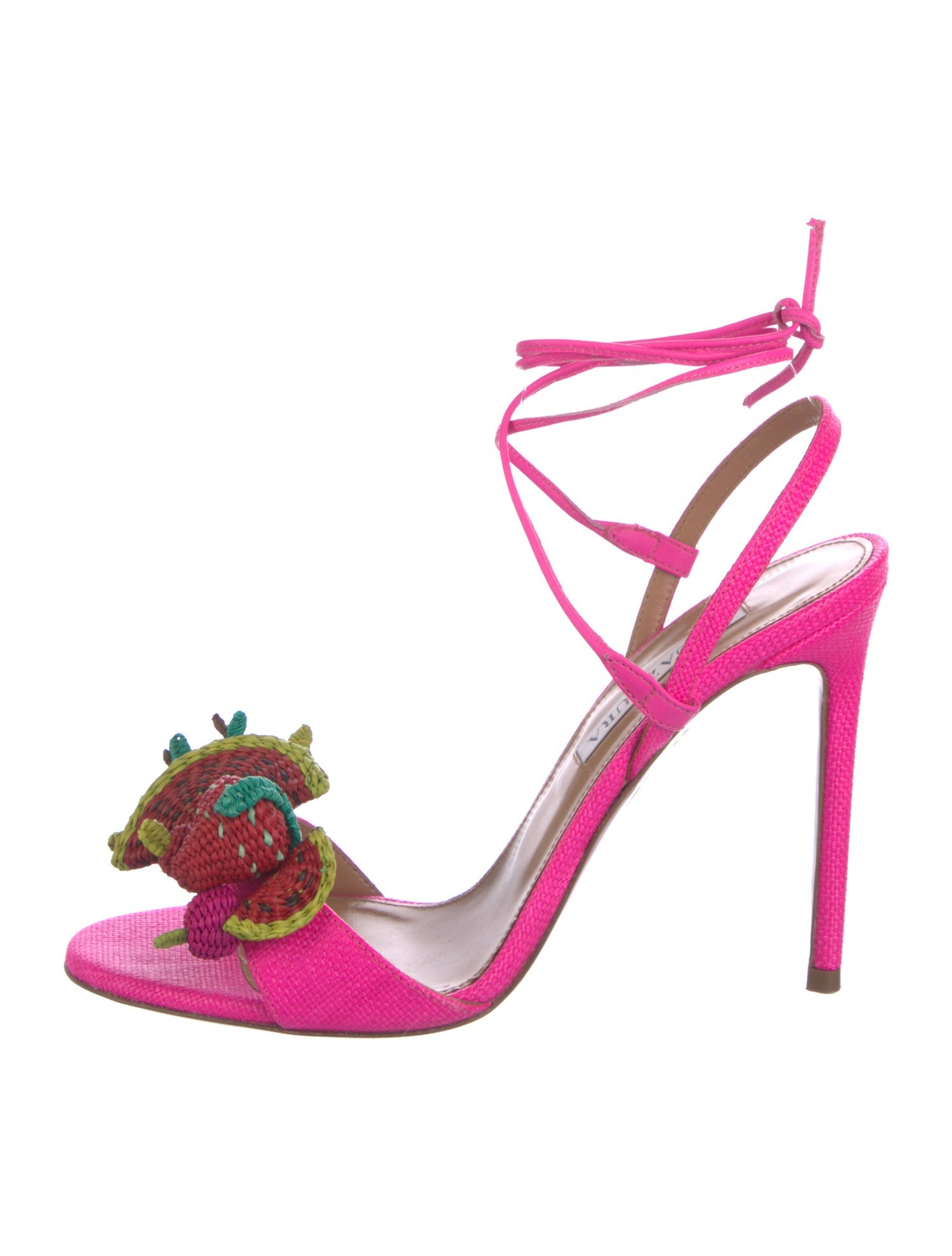 Aquazzura Raffia Tassel Accents Sandals