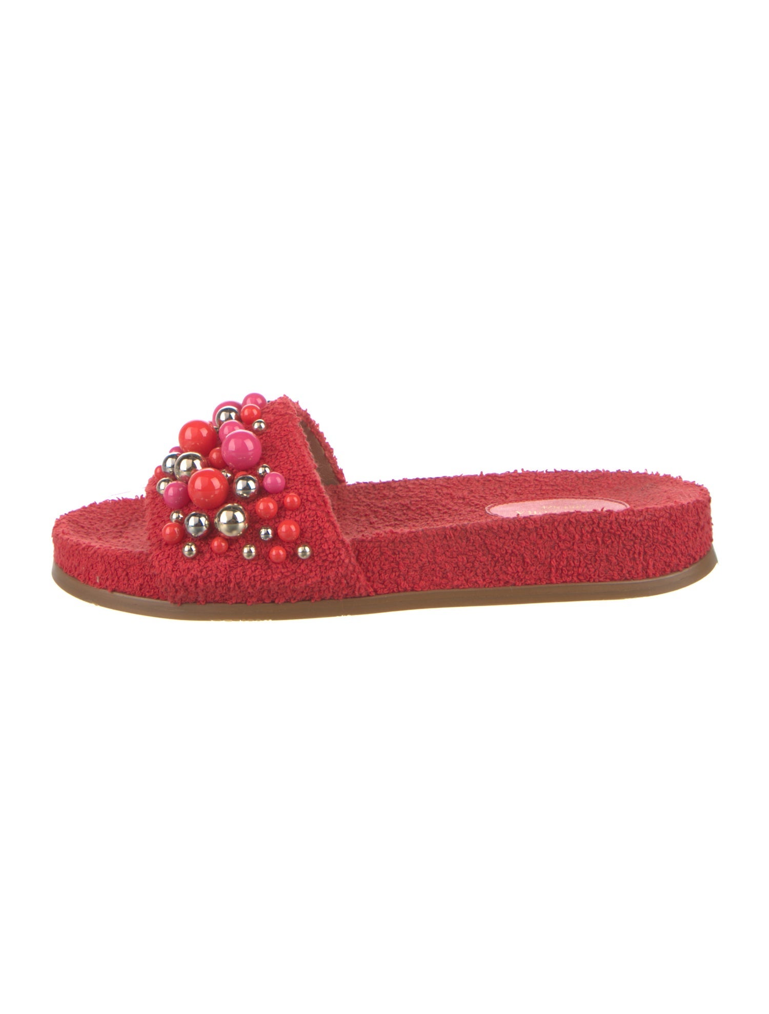 Aquazzura Terry Cloth Beaded Accents Slides