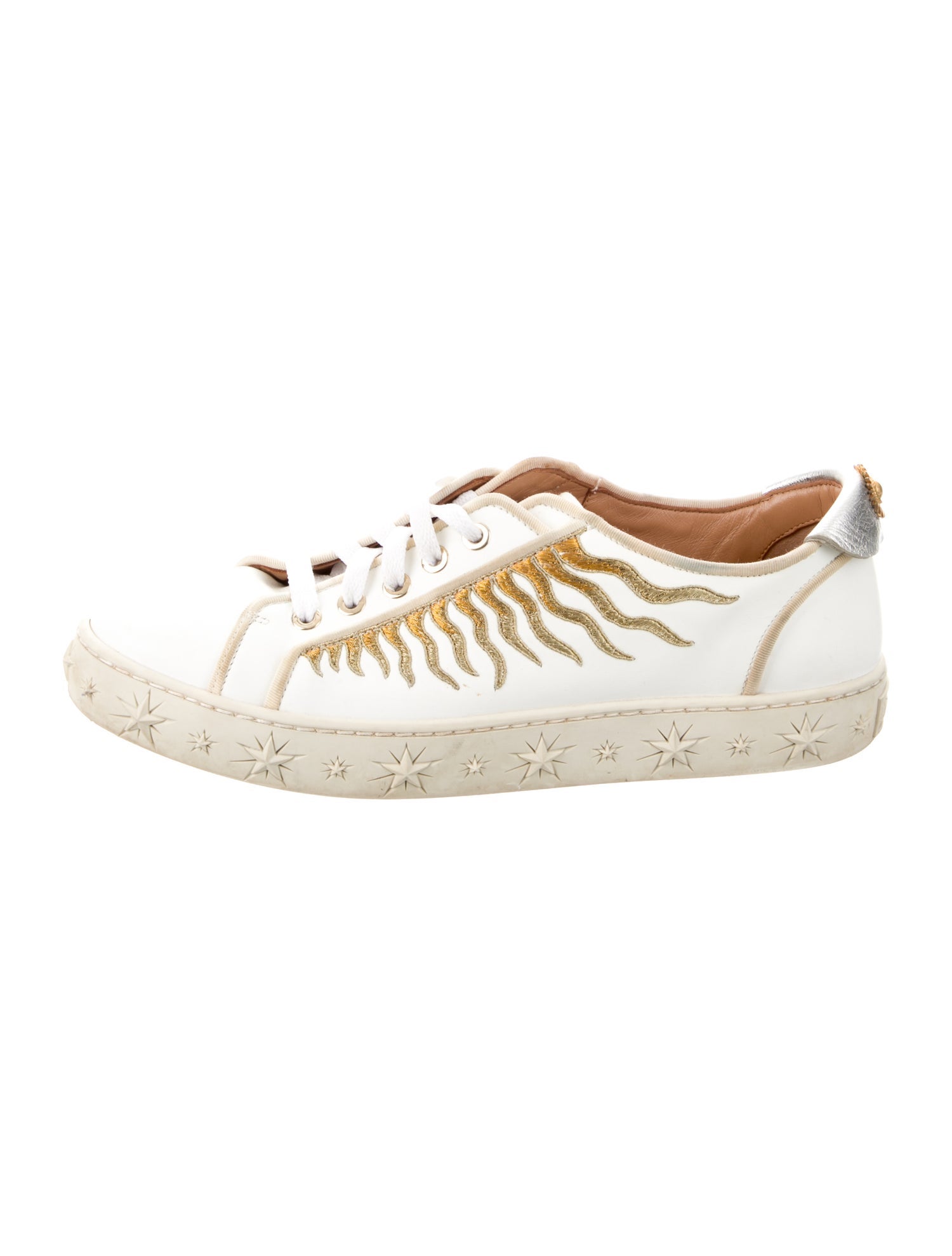 Aquazzura Leather Embroidered Accent Sneakers