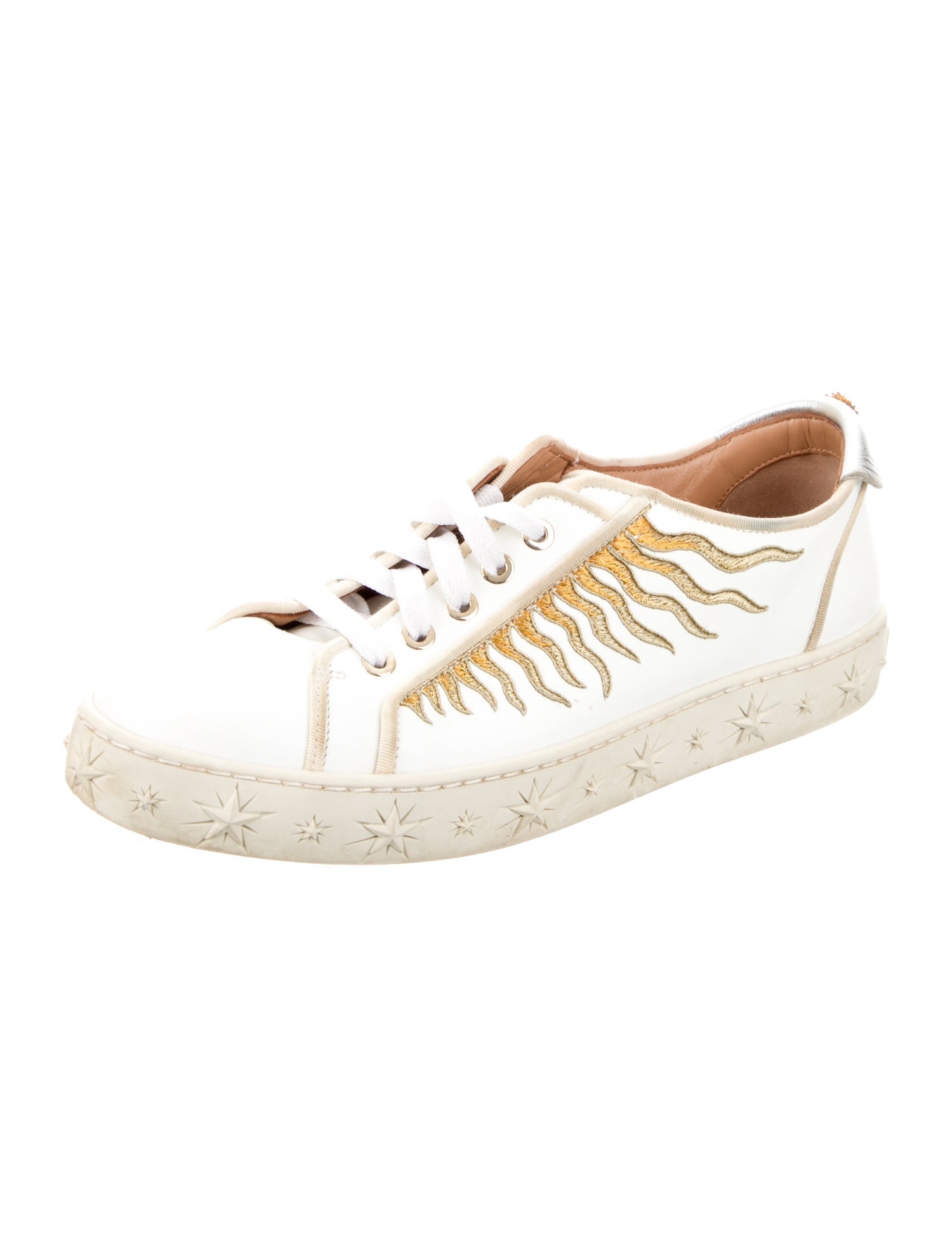 Aquazzura Leather Embroidered Accent Sneakers