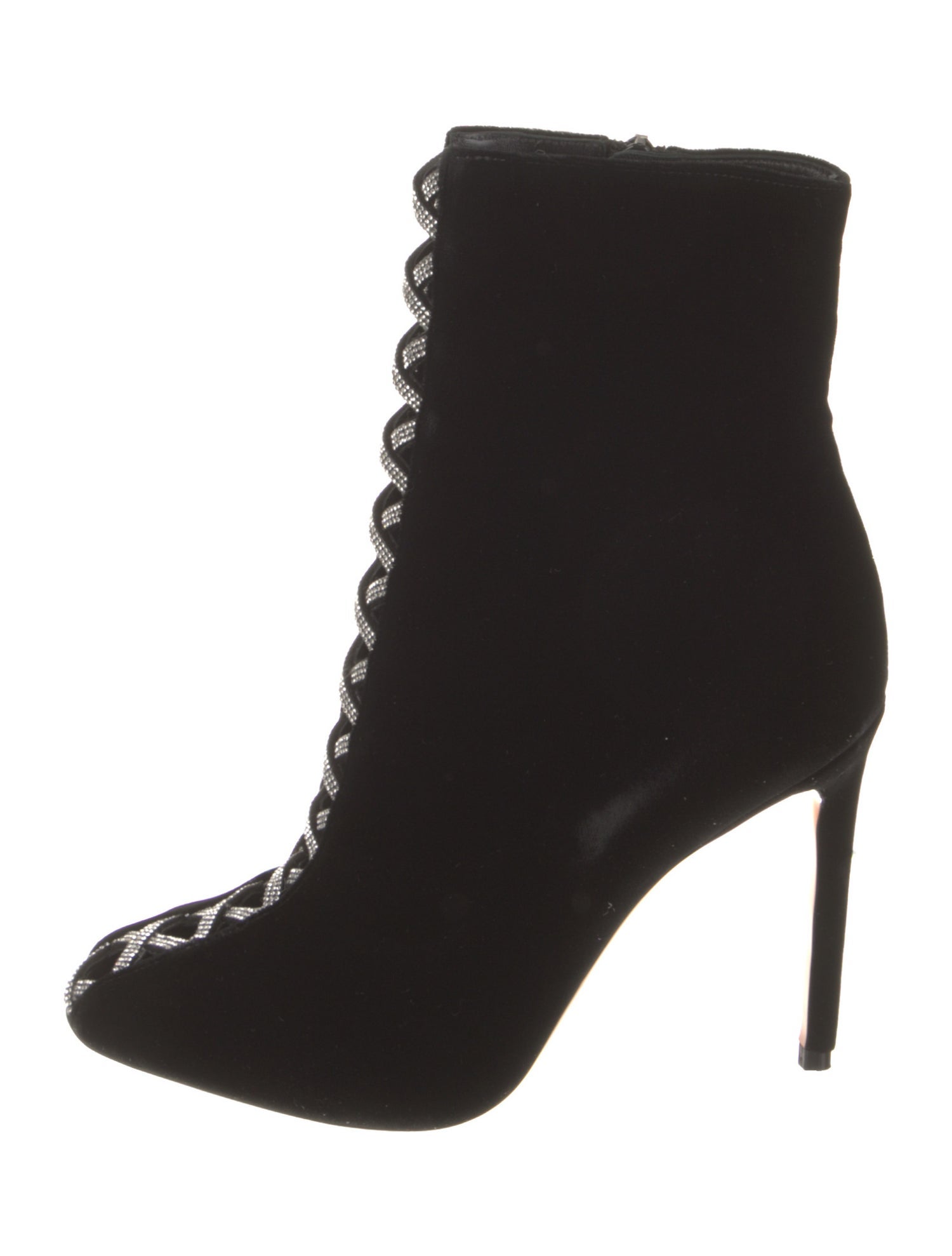 Aquazzura Velvet Crystal Embellishments Lace-Up Boots