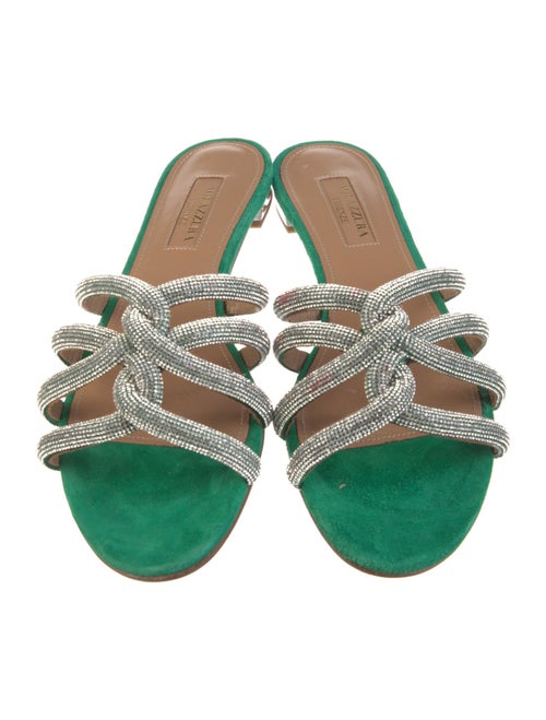 Aquazzura Suede Patterned Slides