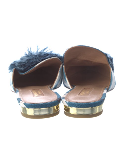 Aquazzura Tie-Dye Print Pom-Pom Embellishments Mules