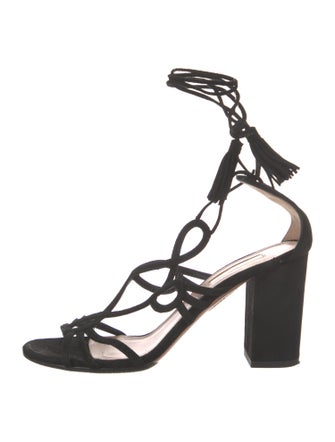 Aquazzura Suede Tassel Accents Gladiator Sandals