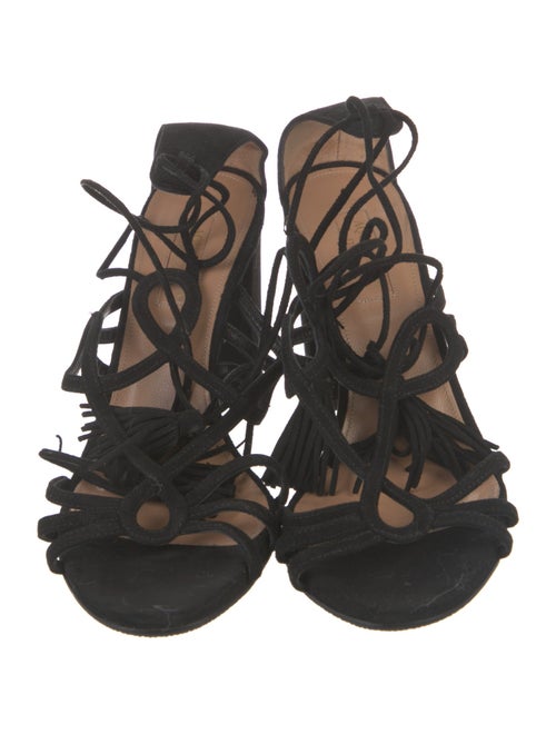 Aquazzura Suede Tassel Accents Gladiator Sandals