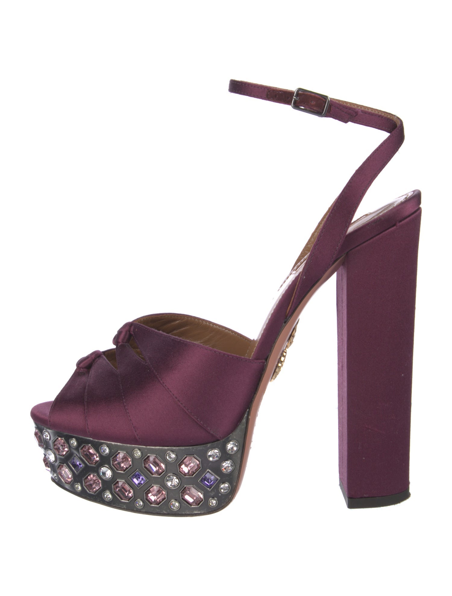 Aquazzura Satin Crystal Embellishments Sandals