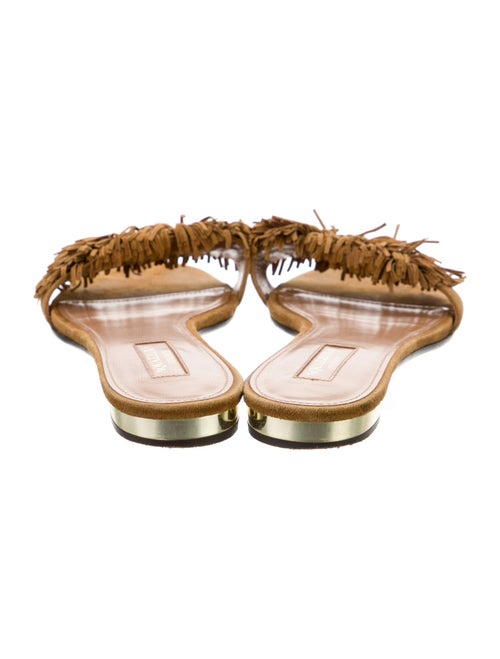 Aquazzura Suede Fringe Trim Accent Slides