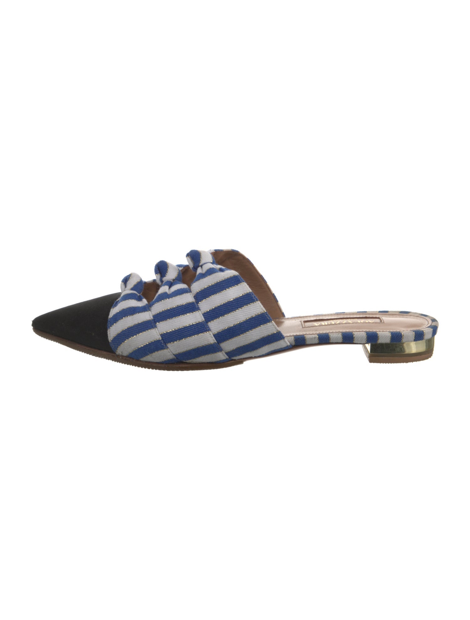 Aquazzura Printed Grosgrain Trim Mules