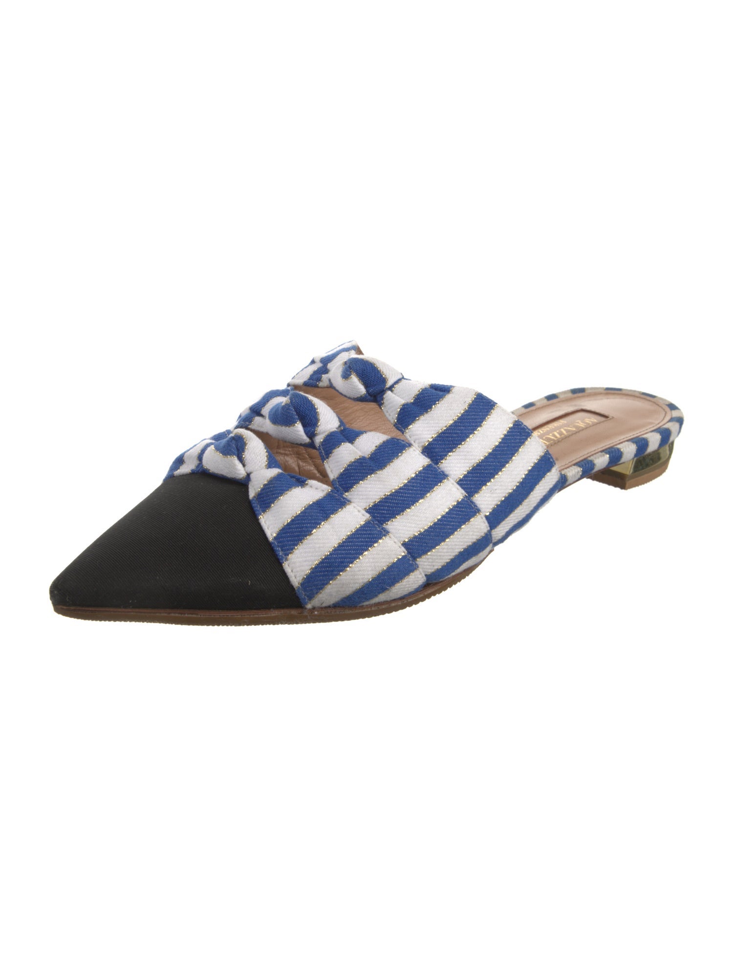 Aquazzura Printed Grosgrain Trim Mules