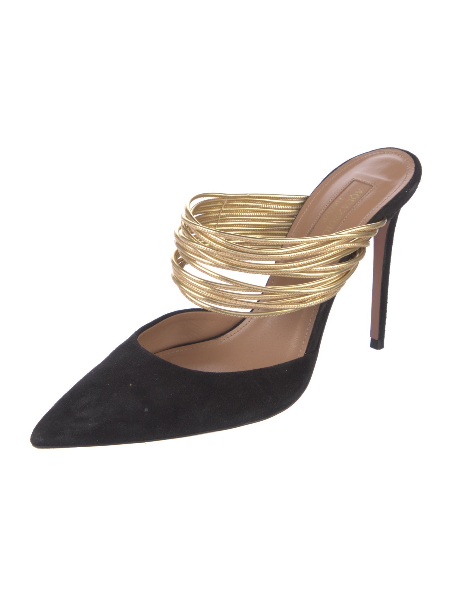 Aquazzura Suede Colorblock Pattern Mules