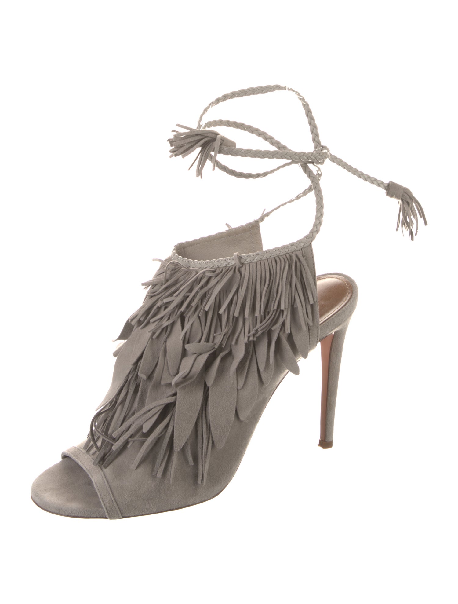 Aquazzura Suede Braided Accents Mules