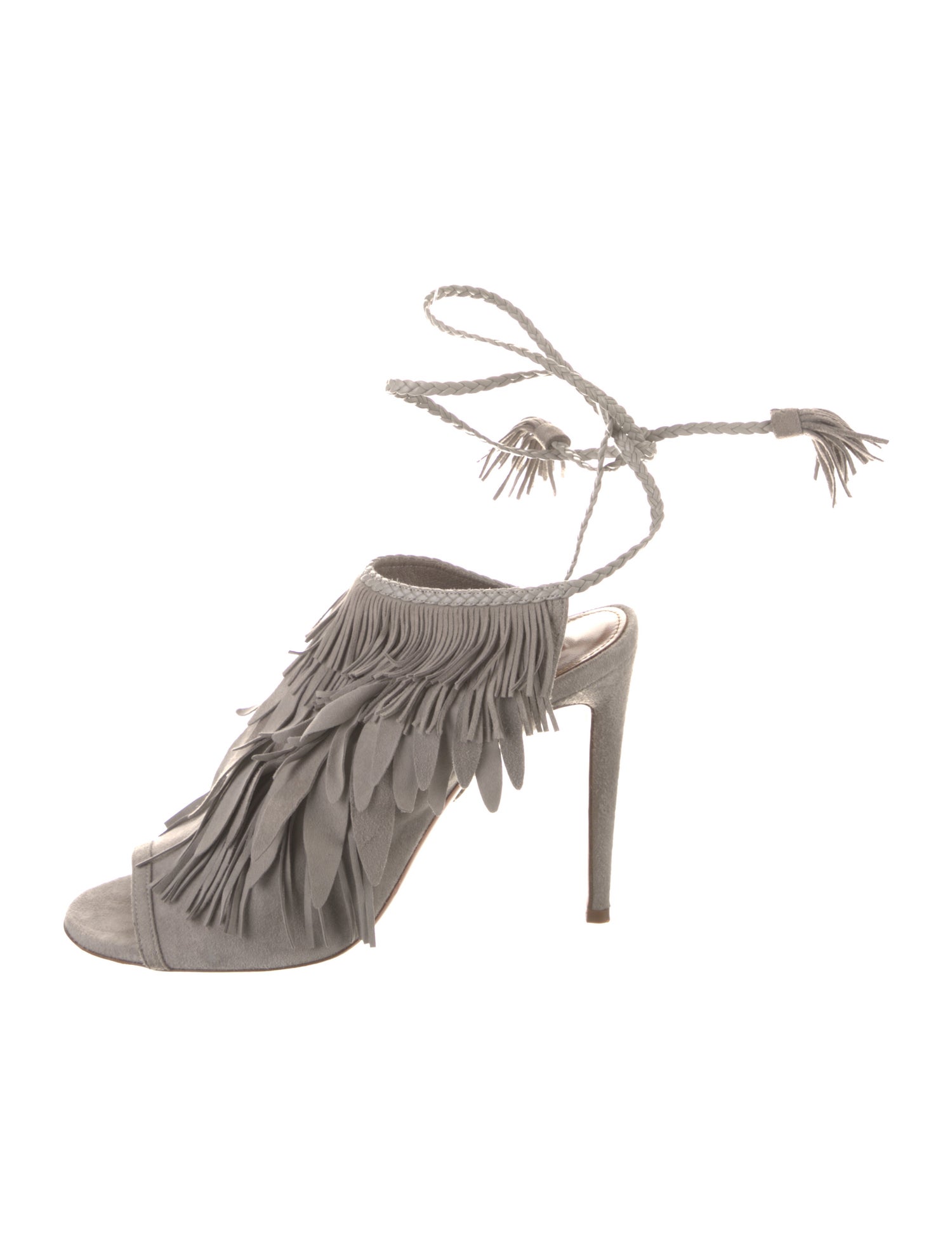 Aquazzura Suede Tassel Accents Mules