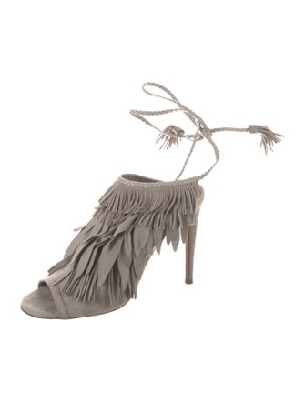 Aquazzura Suede Tassel Accents Mules