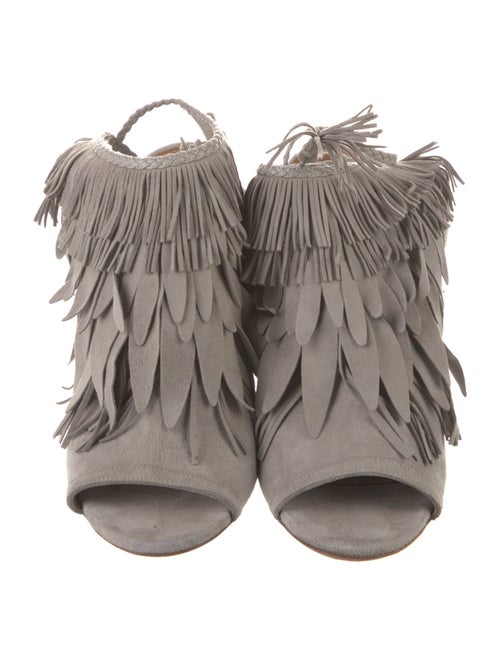 Aquazzura Suede Tassel Accents Mules