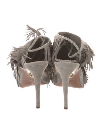 Aquazzura Suede Tassel Accents Mules
