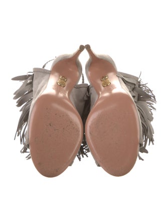 Aquazzura Suede Tassel Accents Mules