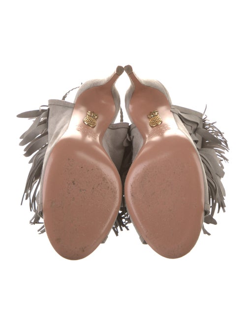 Aquazzura Suede Tassel Accents Mules