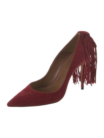 Aquazzura Suede Bow Accents Pumps