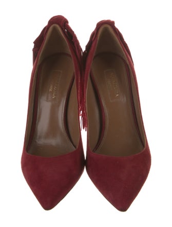 Aquazzura Suede Bow Accents Pumps