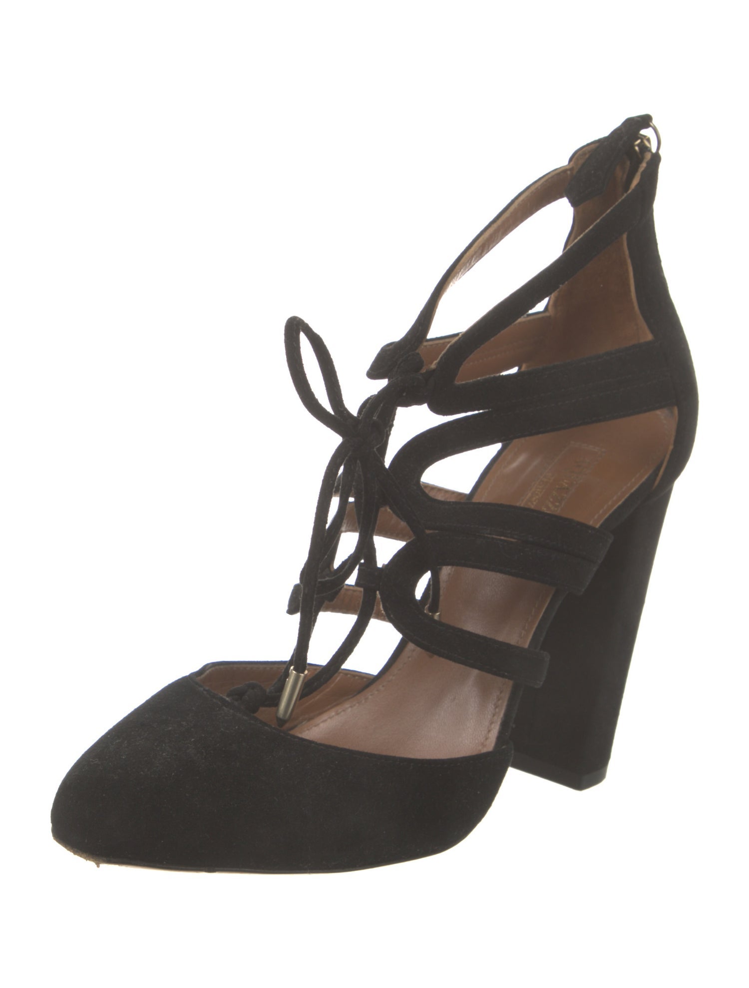 Aquazzura Suede T-Strap Pumps