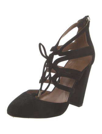 Aquazzura Suede T-Strap Pumps