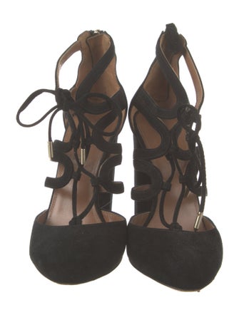 Aquazzura Suede T-Strap Pumps