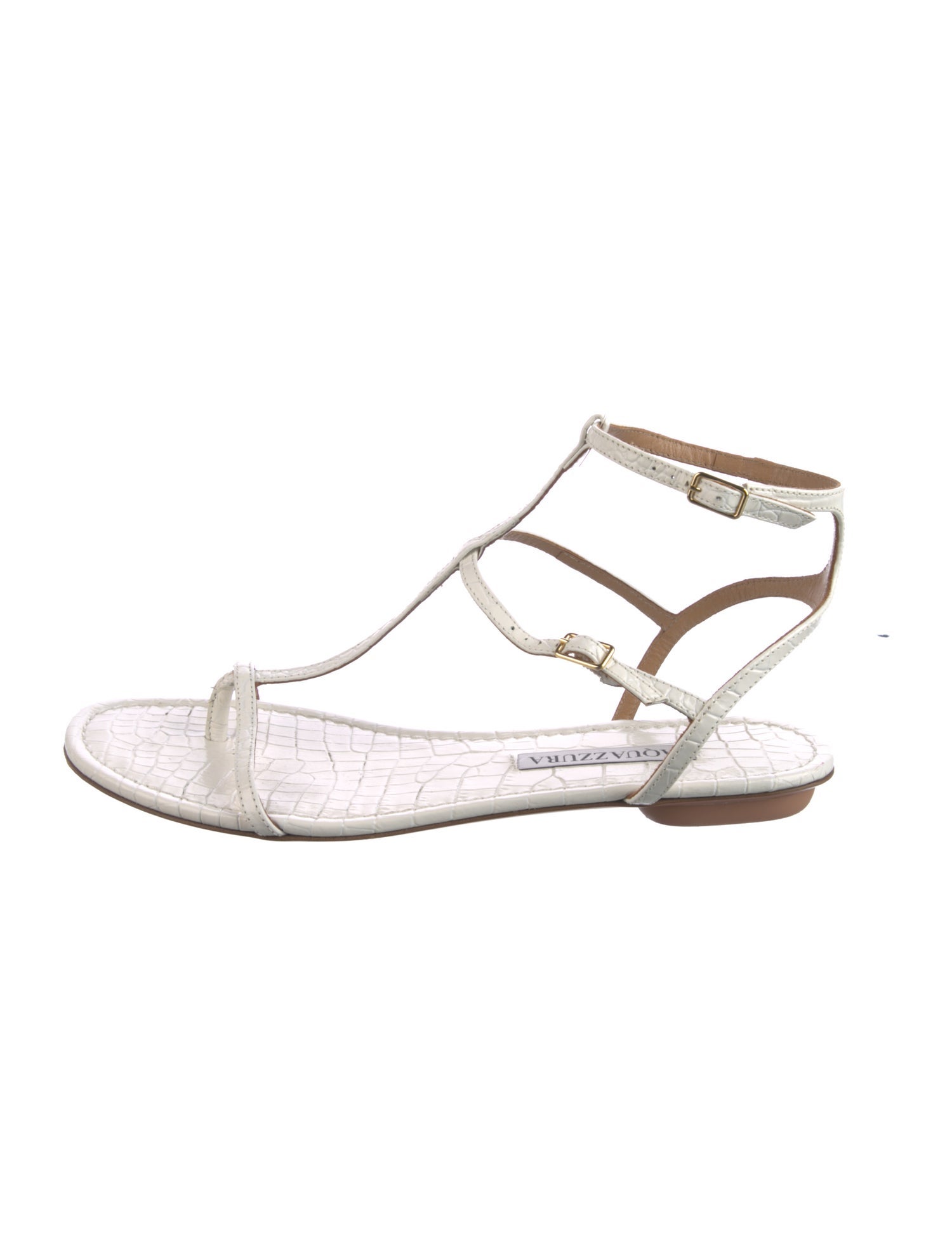 Aquazzura Embossed Leather T-Strap Sandals