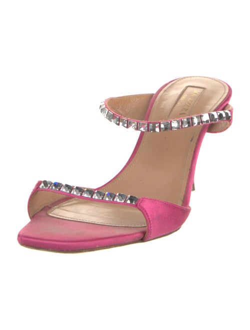 Aquazzura Satin Crystal Embellishments Slides