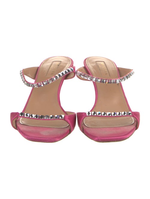 Aquazzura Satin Crystal Embellishments Slides