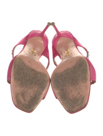 Aquazzura Satin Crystal Embellishments Slides