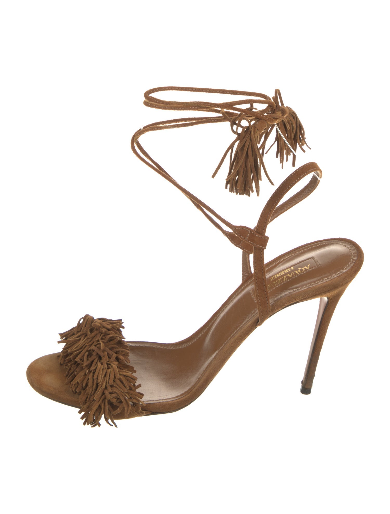Aquazzura Suede Tassel Accents Sandals