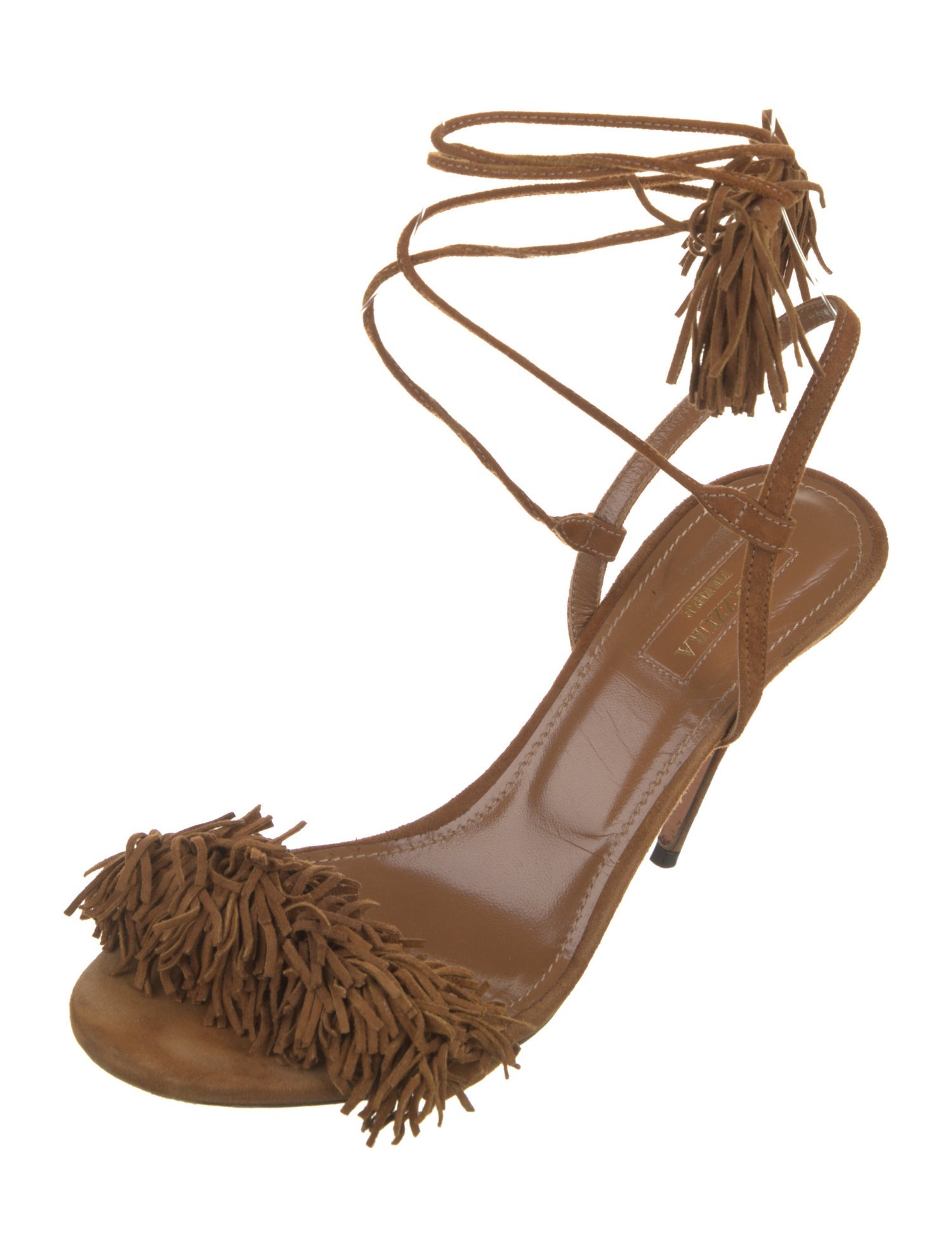 Aquazzura Suede Tassel Accents Sandals