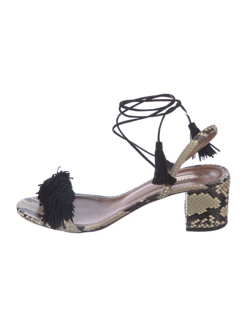 Aquazzura Embossed Leather Animal Print Sandals