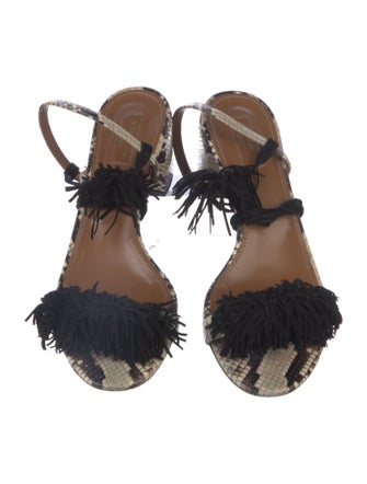 Aquazzura Embossed Leather Animal Print Sandals