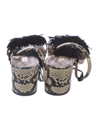 Aquazzura Embossed Leather Animal Print Sandals
