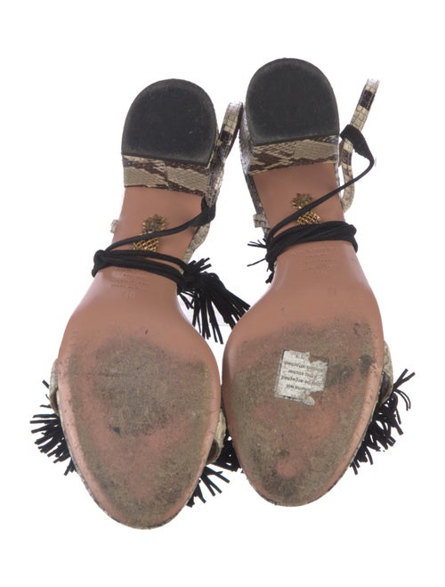 Aquazzura Embossed Leather Animal Print Sandals