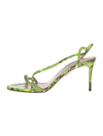 Aquazzura Snakeskin Animal Print Slingback Sandals
