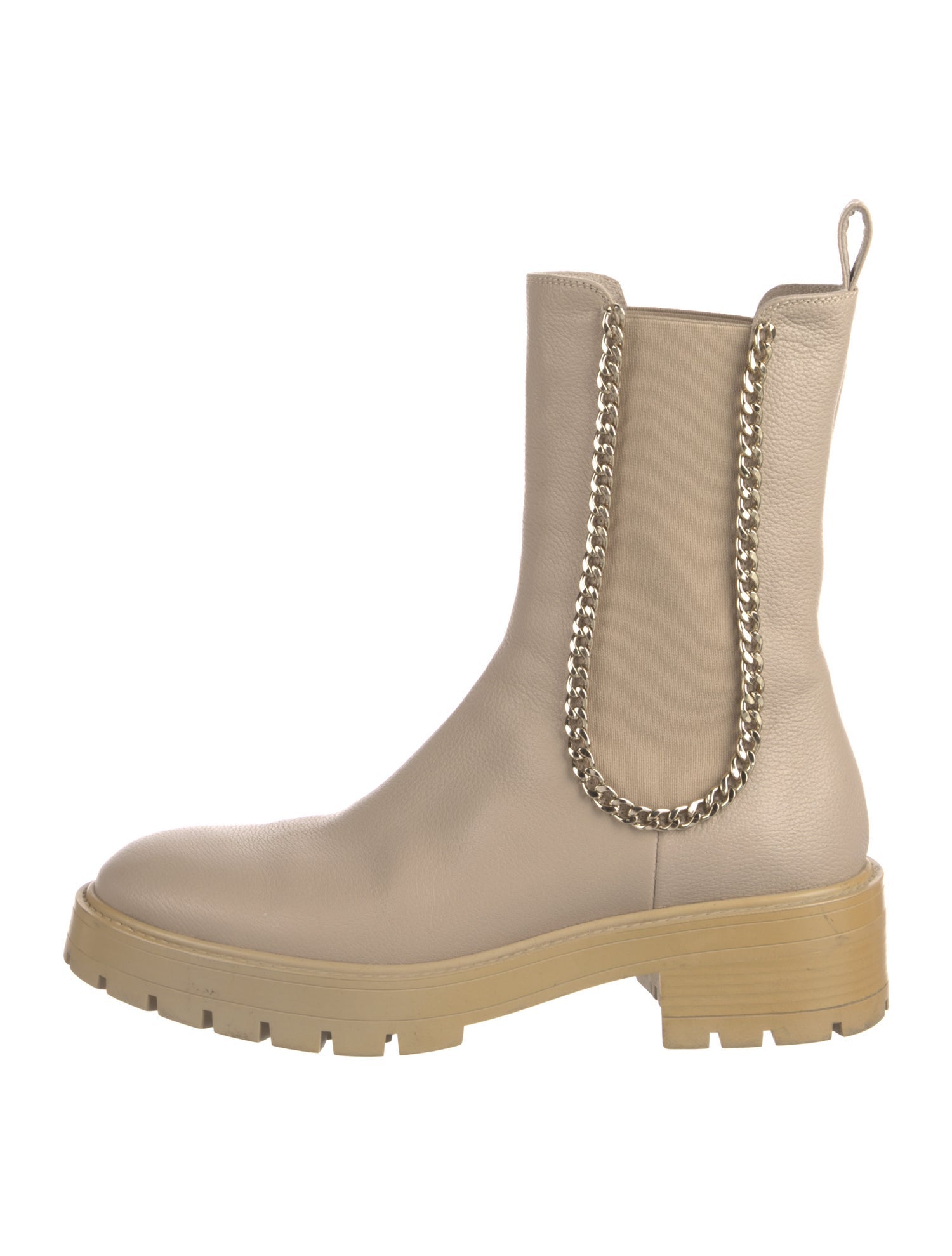 Aquazzura Leather Chain-Link Accents Chelsea Boots