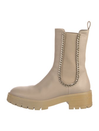 Aquazzura Leather Chain-Link Accents Chelsea Boots