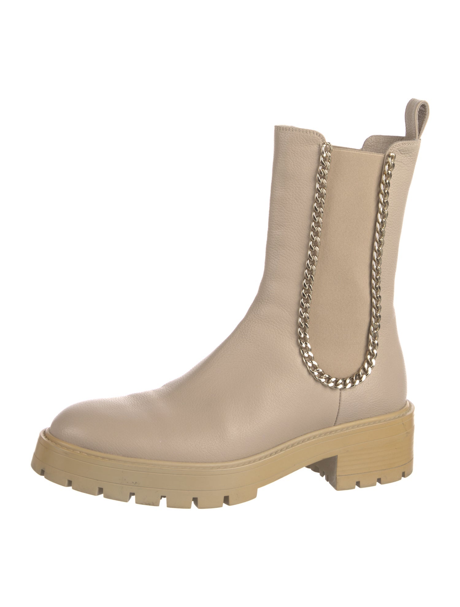 Aquazzura Leather Chain-Link Accents Chelsea Boots