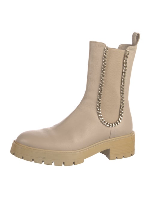 Aquazzura Leather Chain-Link Accents Chelsea Boots