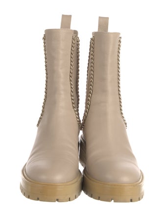 Aquazzura Leather Chain-Link Accents Chelsea Boots