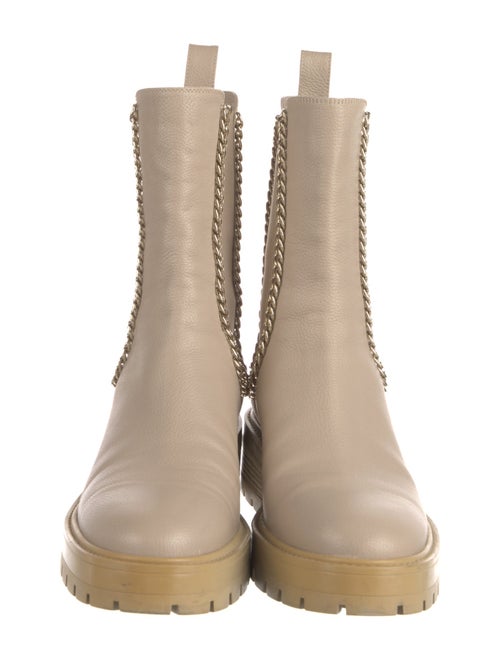Aquazzura Leather Chain-Link Accents Chelsea Boots