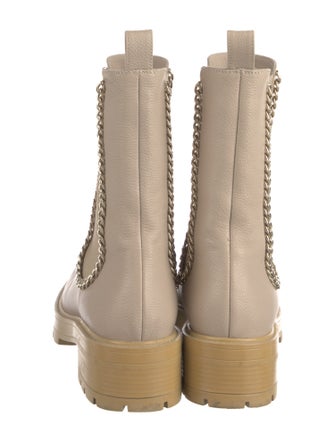 Aquazzura Leather Chain-Link Accents Chelsea Boots