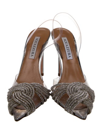Aquazzura PVC Crystal Embellishments Slingback Pumps