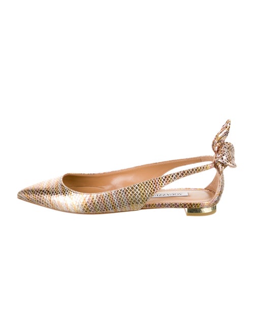 Aquazzura Leather Animal Print Slingback Flats