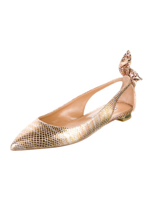 Aquazzura Leather Animal Print Slingback Flats