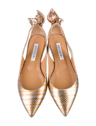 Aquazzura Leather Animal Print Slingback Flats